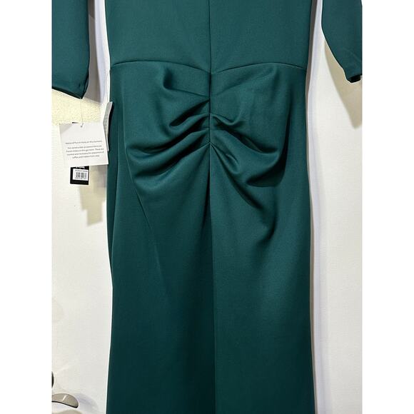 Xscape Evening Lexi Long Sleeve Scuba Ruched Side Dress Hunter Green Size 12 NWT - Picture 13 of 16